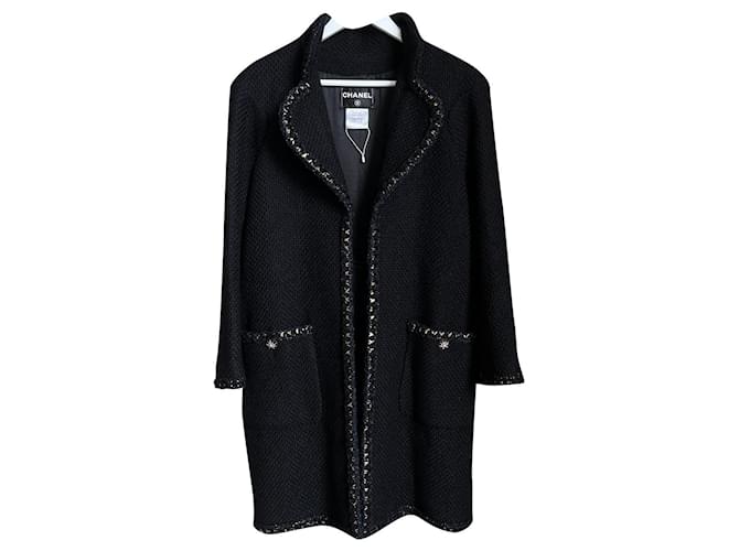 Chanel 11K$ New Paris/SALZBURG Abrigo de tweed Negro  ref.568995