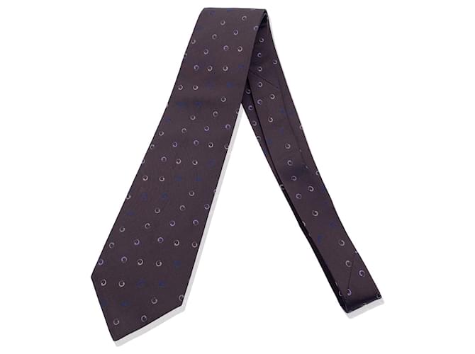Hermès Hermes Paris Brown Silk Geometric Round Pattern Neck Tie  ref.569215