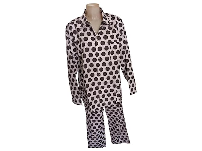 Pyjama à pois Moschino Underwear Coton Noir Blanc  ref.569385