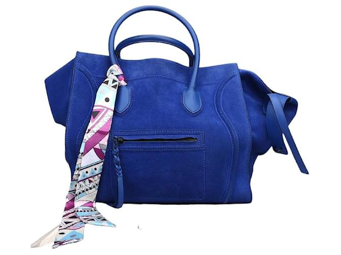 Céline Luggage Blue Suede  ref.569565