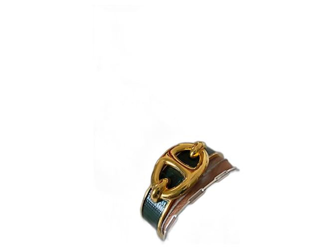 Autre Marque anchor chain ring Dark green Gold-plated  ref.569602