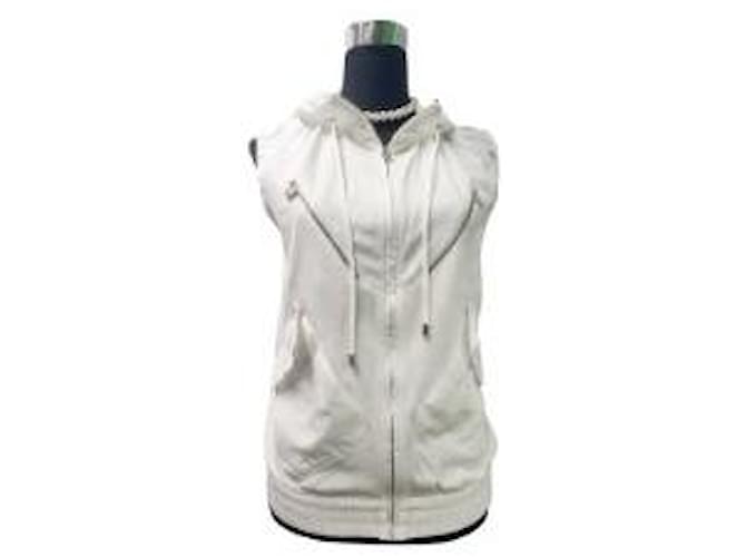 Chanel Weste weiß Baumwolle Polyester 40 Silber 