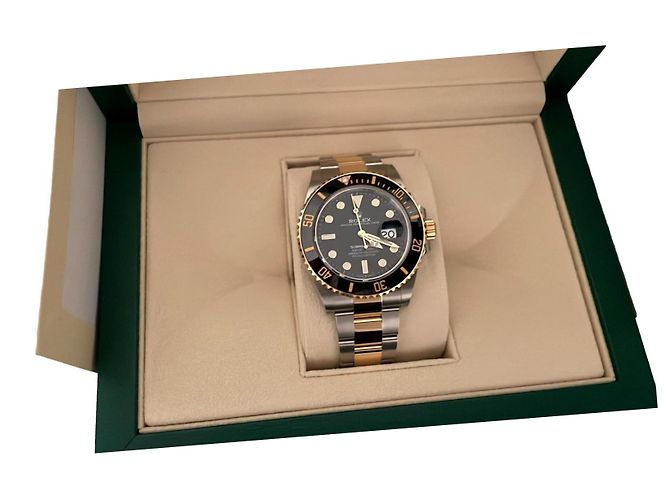 ROLEX Submariner data SS xYG preto 126613LN Prata