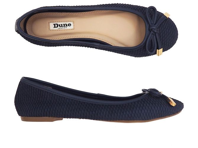 Dune snakeskin embossed leather ballet flats size 40 Blue Dark blue