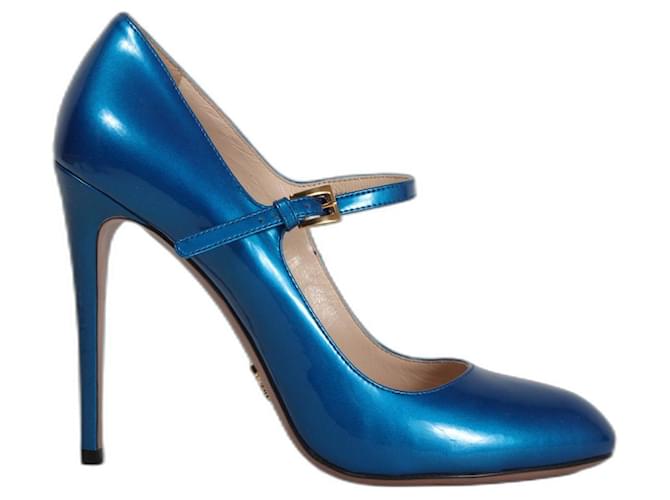 Prada-Heels "Mary Jane". Blau Leder  ref.569723