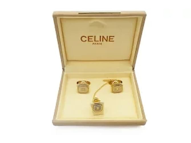 Céline * Pinça para abotoaduras e gravatas CELINE com estojo de ouro/prata Metal  ref.569813