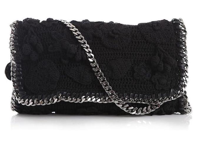 Stella Mc Cartney STELLA MCCARTNEY - Black crochet Falabella Clutch shoulder strap handbag Cotton  ref.569885