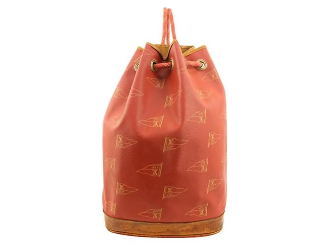 Louis Vuitton 1995 LV Cup Red St Tropez Drawstring Bucket Hobo Leather  ref.569960