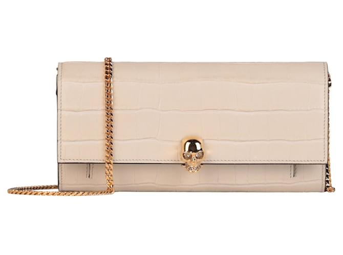 Alexander Mcqueen Skull Leather Chain Wallet White ref