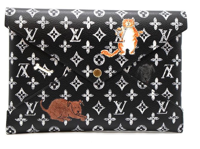 Organizer Louis Vuitton Kirigami Pochette nera Catogram Monogram Canvas Nero