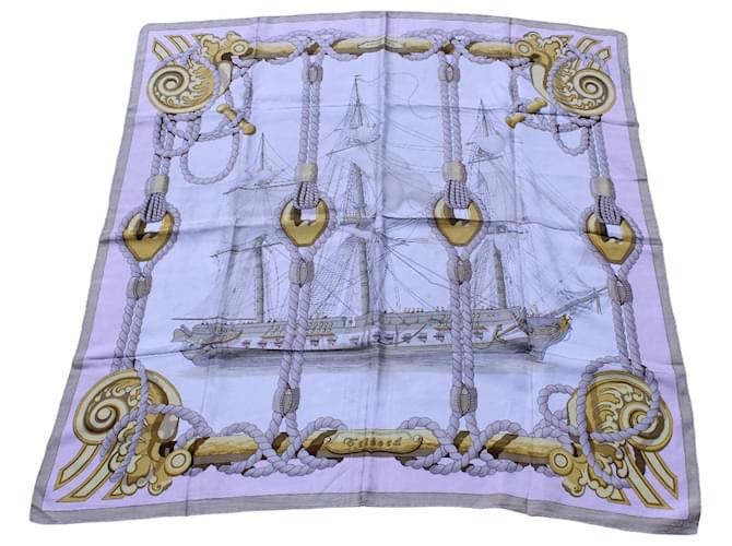 Hermès Hermes scarf in silk ''Tribord'' Pink  ref.570454