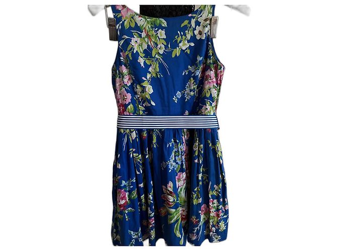 Ralph Lauren Blumenkleid aus blauer Baumwolle