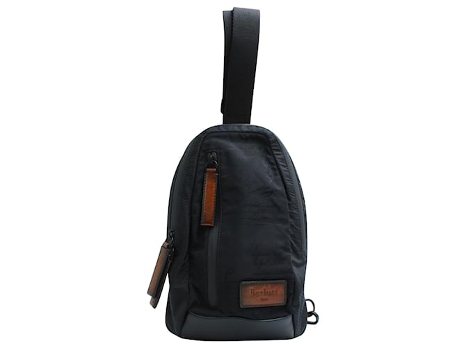 Berluti One Shoulder Sling Bag aus schwarzem Nylon und Leder  ref.570522