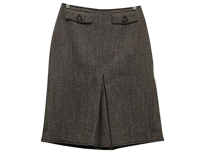 Victoria Beckham A-Line Skirt with Pockets in Brown Wool  ref.570528