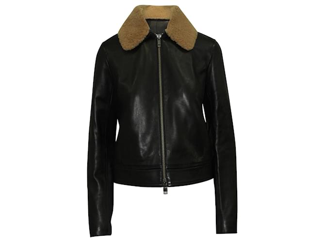 Vince Shearling Collar Jacket in Brown Leather  ref.570534
