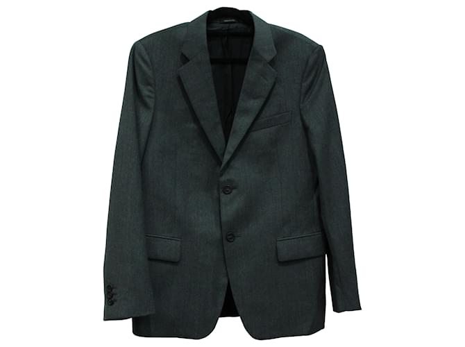 Traje de chaqueta y pantalón Miu Miu en lana virgen negra Gris  ref.570544