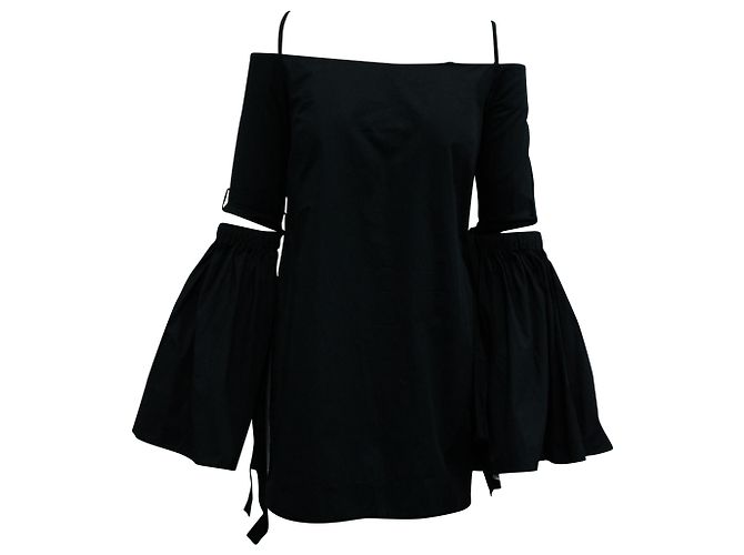Mini abito Ellery con spalle scoperte in cotone nero