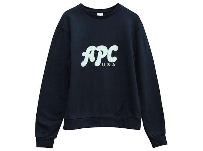 Autre Marque APC USA Print Sweater in Blue Cotton Navy blue  ref.570569