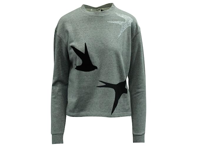 Autre Marque McQ Alexander McQueen Klassisches Sweatshirt mit Vogeldruck aus grauer Baumwolle  ref.570581