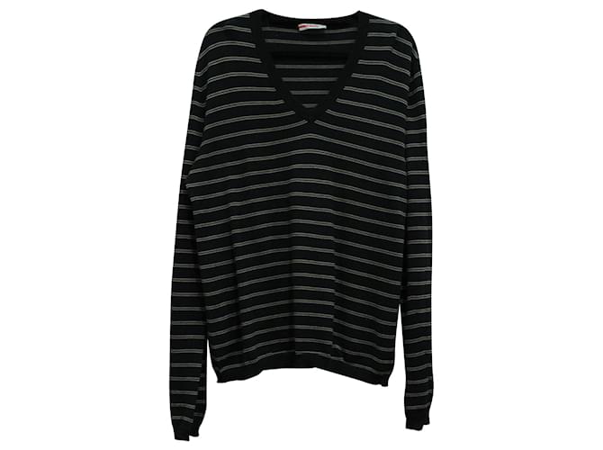Suéter Prada a rayas en lana negra Negro  ref.570610
