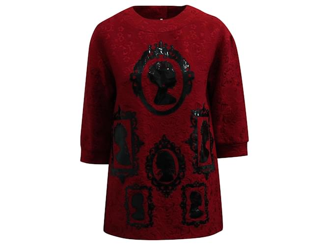Silhueta de rosto estampada Dolce & Gabbana em algodão vermelho  ref.570631