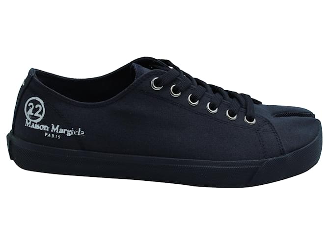 Maison Martin Margiela Maison Margiela Tabi Sneakers aus marineblauem Baumwoll-Canvas Baumwolle  ref.570646