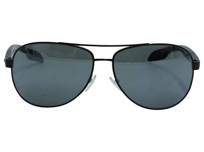 Prada SPS 53V Aviator Sunglasses in Black Metal  ref.570688