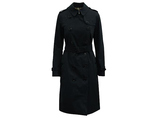 Burberry Mid-Length Kensington Heritage Trench Coat in Navy Blue Cotton  ref.570719