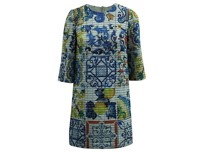 Dolce & Gabbana Kleid mit Mosaik-Print aus mehrfarbigem Polyester Mehrfarben  ref.570728