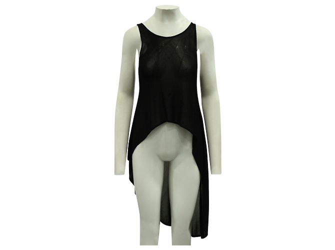 Emporio Armani Black Mesh Asymmetric Top with Long Back