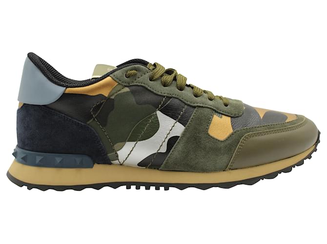 Valentino Camouflage Rockrunner Sneakers in Green Leather  ref.570765