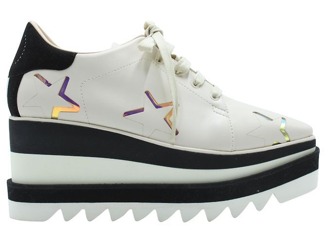 Stella Mc Cartney Stella McCartney Tênis plataforma Sneak-Elyse em couro marfim