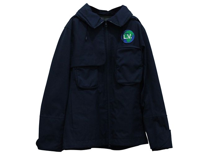 Twist Louis Vuitton Ski Parka with Packable Hood in Blue Polyester Navy blue