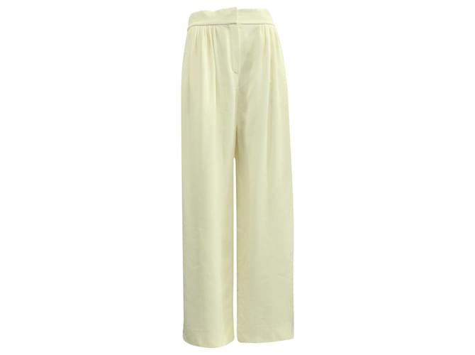 Pantalones rectos Chloé en viscosa color crudo Blanco Fibra de celulosa  ref.570788