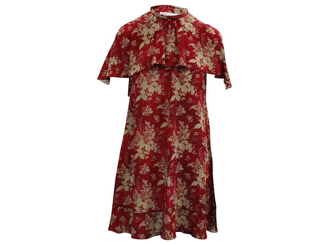 Red Valentino Rotes Valentino-Kleid mit floralem Gobelin-Print aus roter Seide  ref.570795