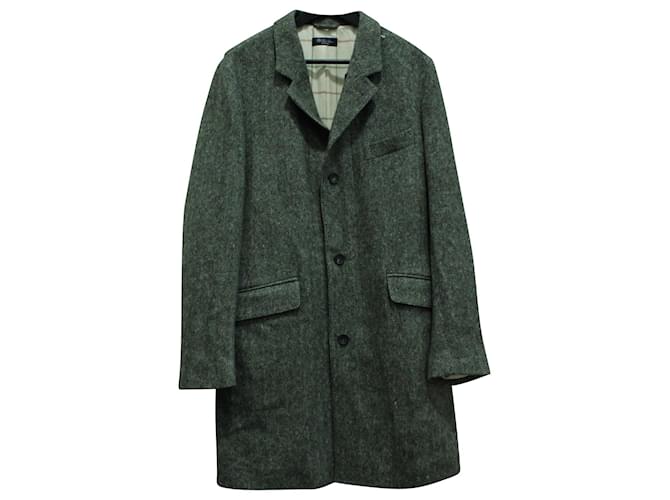 Gabardina de lana gris con cinturón de tweed en espiga Loro Piana  ref.570801