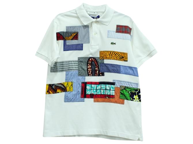 Polo Junya Watanabe x Lacoste Patchwork in cotone bianco  ref.570817