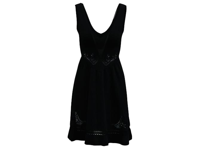 Sandro Paris Sleeveless Lace Trimmed Short Dress in Black Polyamide Nylon  ref.570826