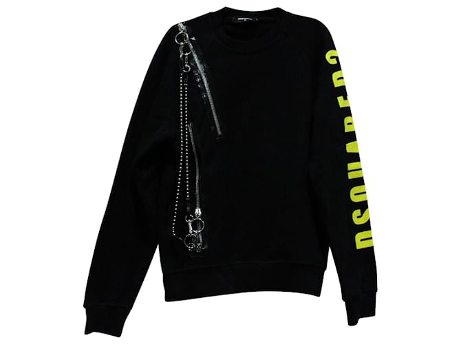 Dsquared2 Dsquared Printed Sweatshirt with Chain in Black Cotton  ref.570862