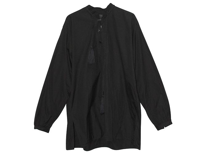 S'yte by Yohji Yamamoto Pullover-Hemd aus schwarzer Baumwolle