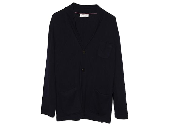 Brunello Cucinelli Button Front Cardigan in Black Cashmere Wool