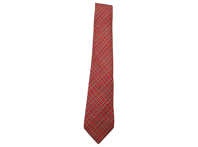 Hermès Gravata geométrica Hermes em seda vermelha Vermelho  ref.570894