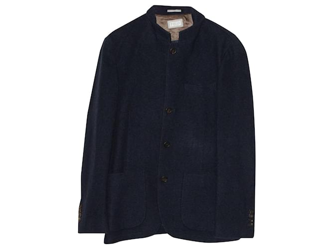 Brunello Cucinelli Patch Pocket Jacket in Navy Blue Cashmere Wool  ref.570896