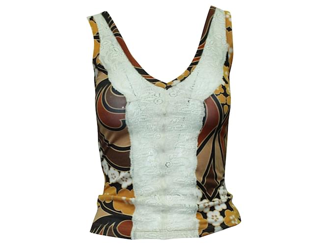 D&G Brown Print Top with Embroidery Polyester  ref.570898