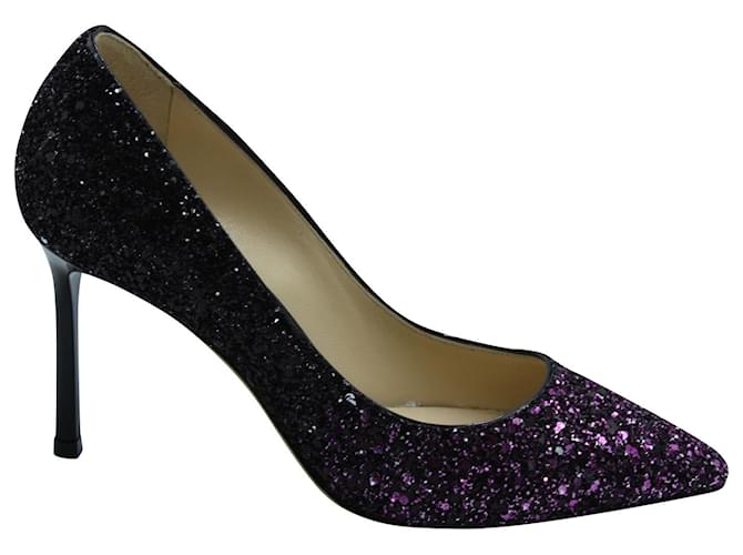Jimmy Choo Romy 100 Pumps in Pink and Black Glitter Multiple colors  ref.570900