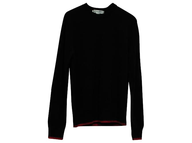 Comme des Garcons Rundhals-Sweatshirt mit kontrastierendem Saum aus schwarzer Wolle  ref.570911