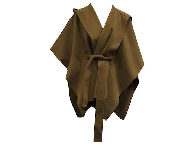 Theory Hooded Cape with Belt in Brown Wool Cashmere  ref.570912