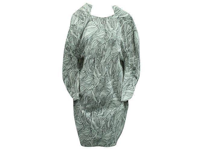 Vestido Marni com Estampa Abstrata em Algodão Preto e Branco