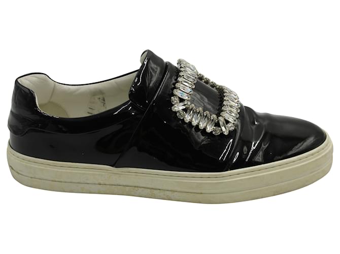  Roger Vivier Crystal Buckle Sneakers  in Black Patent Leather  ref.570930