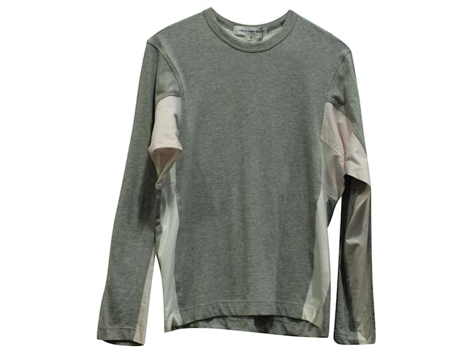 Camiseta manga longa com painéis Comme Des Garcons em algodão cinza  ref.570936